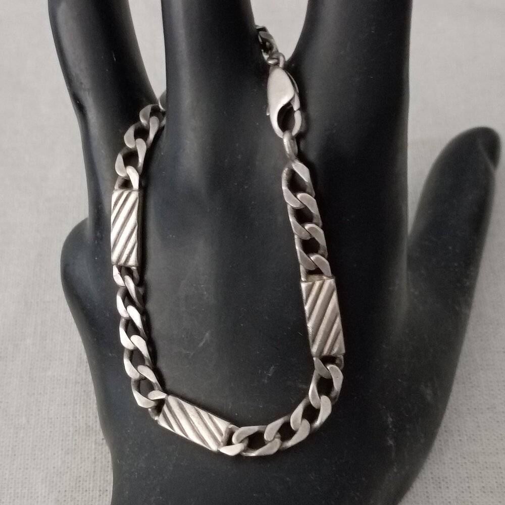 ❤️AUTHENTIC TIFFANY & CO ITALY 925 Ribbed Bar Curved Link Bracelet 8" +BOX